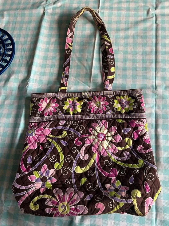 Vera Bradley Retired Purple Punch Shoulder Tote - Picture 1 of 4